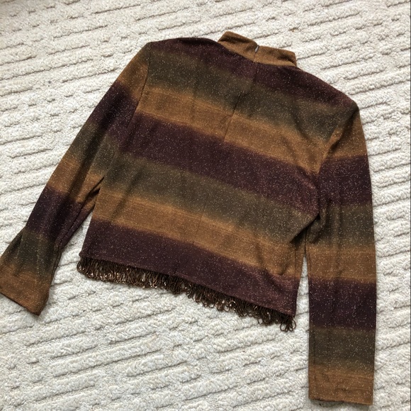 vintage ombre, shimmering, fringe, shoulder padded turtleneck - Picture 2 of 4